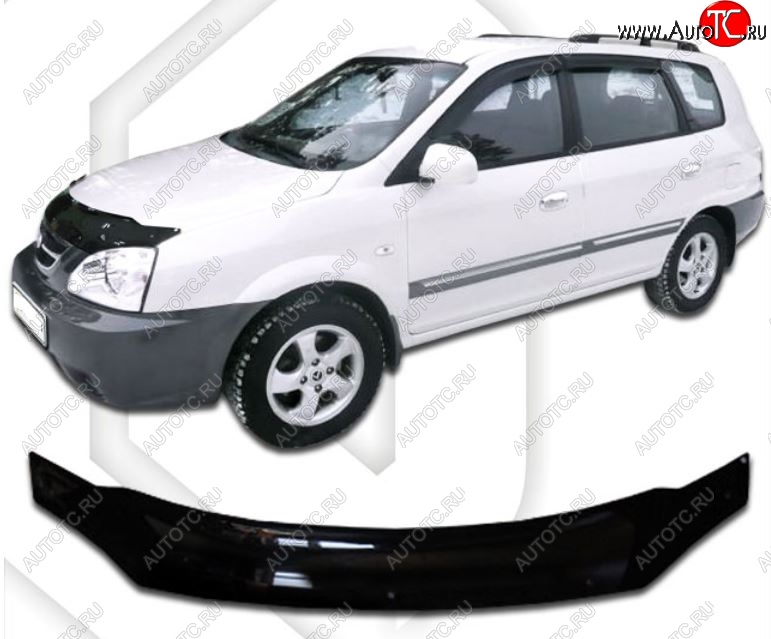 2 159 р. Дефлектор капота CA-Plastic  KIA X-Trek (2003-2005) (Classic черный, Без надписи)  с доставкой в г. Краснодар