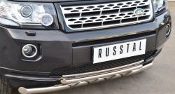 20 699 р. Защита переднего бампера (2 трубыØ63 и 42 мм, нержавейка) SLITKOFF  Land Rover Freelander  L359 (2006-2010) дорестайлинг  с доставкой в г. Краснодар. Увеличить фотографию 3