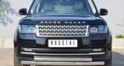 24 899 р. Защита переднего бампера (2 трубыØ76 и 63 мм, нержавейка) SLITKOFF  Land Rover Range Rover  4 L405 (2012-2017) дорестайлинг  с доставкой в г. Краснодар. Увеличить фотографию 4