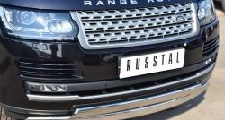 27 649 р. Защита переднего бампера (2 трубыØ75х42 мм, нержавейка) Russtal Land Rover Range Rover 4 L405 дорестайлинг (2012-2017)  с доставкой в г. Краснодар. Увеличить фотографию 2