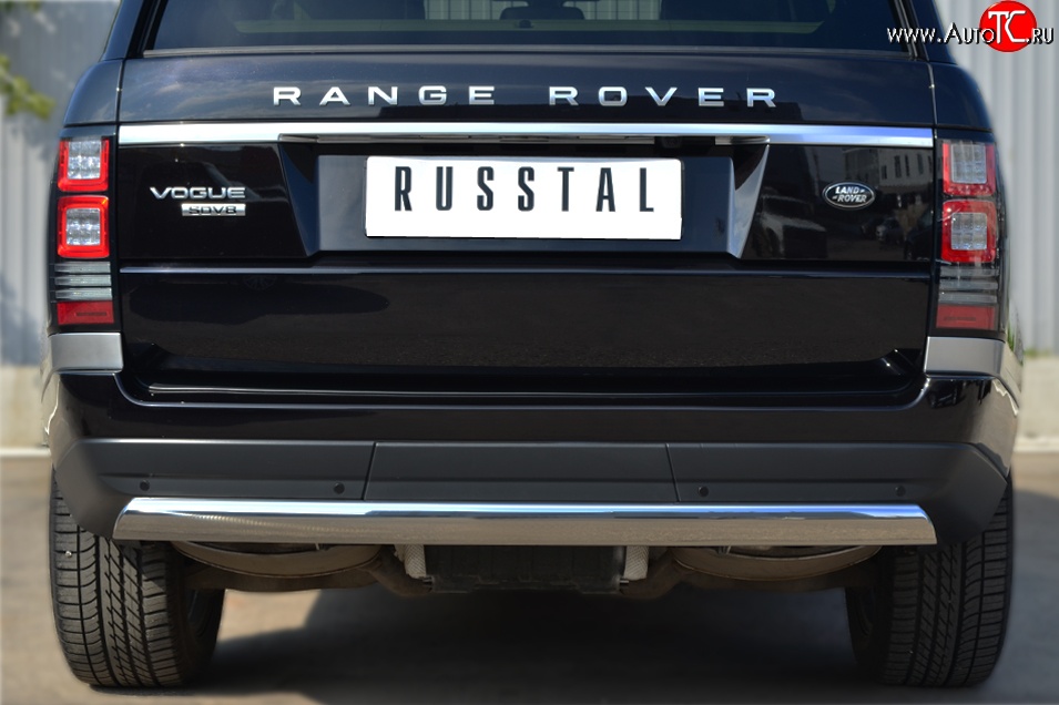 18 549 р. Защита заднего бампера (Ø75x42 мм, нержавейка) Russtal Land Rover Range Rover 4 L405 дорестайлинг (2012-2017)  с доставкой в г. Краснодар