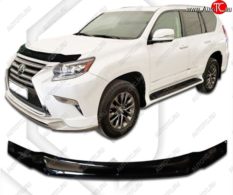 2 099 р. Дефлектор капота CA-Plastiс  Lexus GX460  J150 (2013-2022) 1-ый рестайлинг, 2-ой рестайлинг (Classic черный, Без надписи)  с доставкой в г. Краснодар