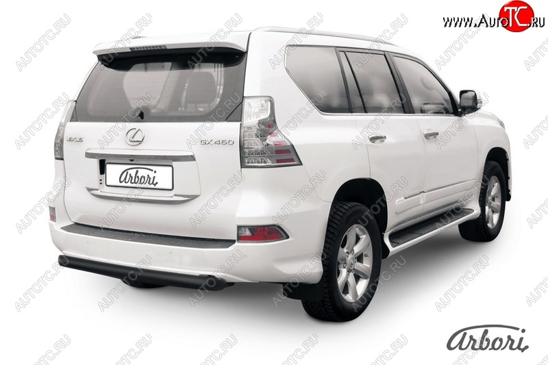 12 059 р. Защита заднего бампера Arbori (короткая, черная, 1 труба d76 mm). Lexus GX460 J150 1-ый рестайлинг (2013-2019)  с доставкой в г. Краснодар