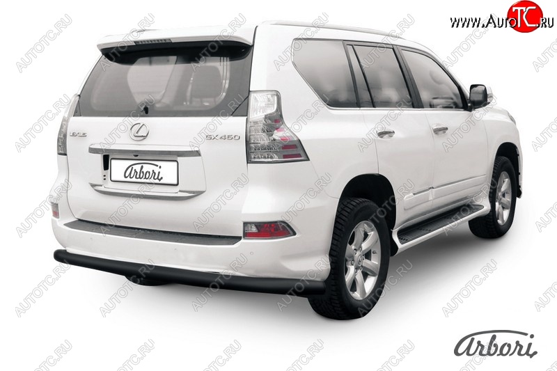 8 459 р. Защита заднего бампера Arbori (черная, 1 труба d76 mm). Lexus GX460 J150 1-ый рестайлинг (2013-2019)  с доставкой в г. Краснодар