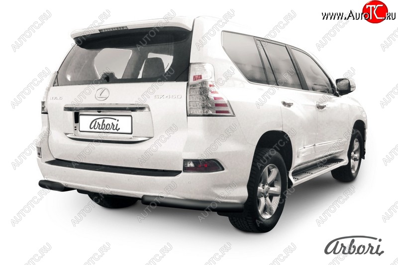 9 449 р. Защита заднего бампера Arbori (черная, 1 труба d76 mm). Lexus GX460 J150 1-ый рестайлинг (2013-2019)  с доставкой в г. Краснодар