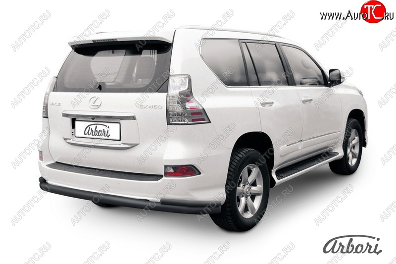 13 499 р. Защита заднего бампера Arbori (черная, 2 трубы d76 и 42 mm). Lexus GX460 J150 1-ый рестайлинг (2013-2019)  с доставкой в г. Краснодар