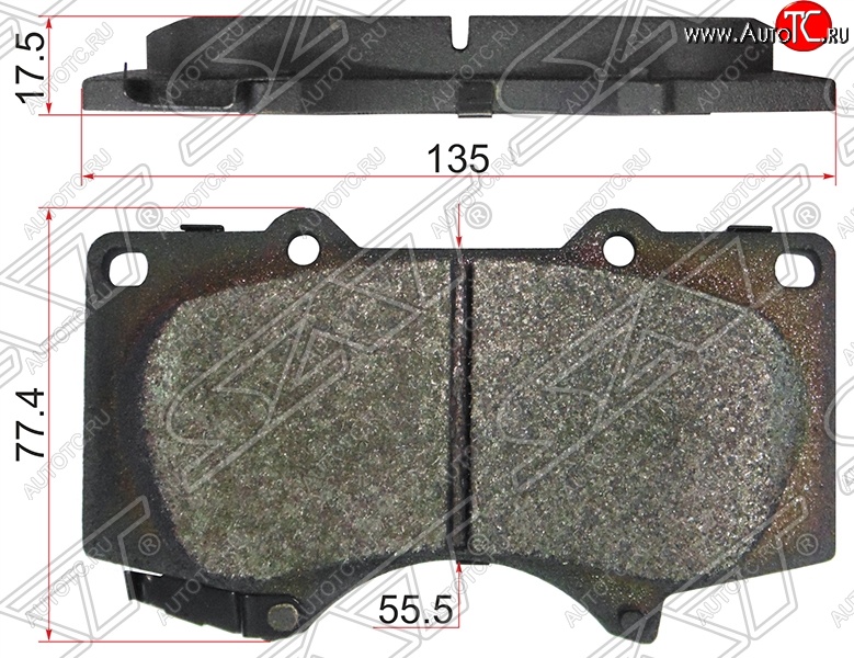 1 779 р. Колодки тормозные SAT (передние,135x77.4x17.5 mm)  Lexus GX460  J150 (2009-2022), Toyota Land Cruiser Prado  J120 (2002-2009)  с доставкой в г. Краснодар