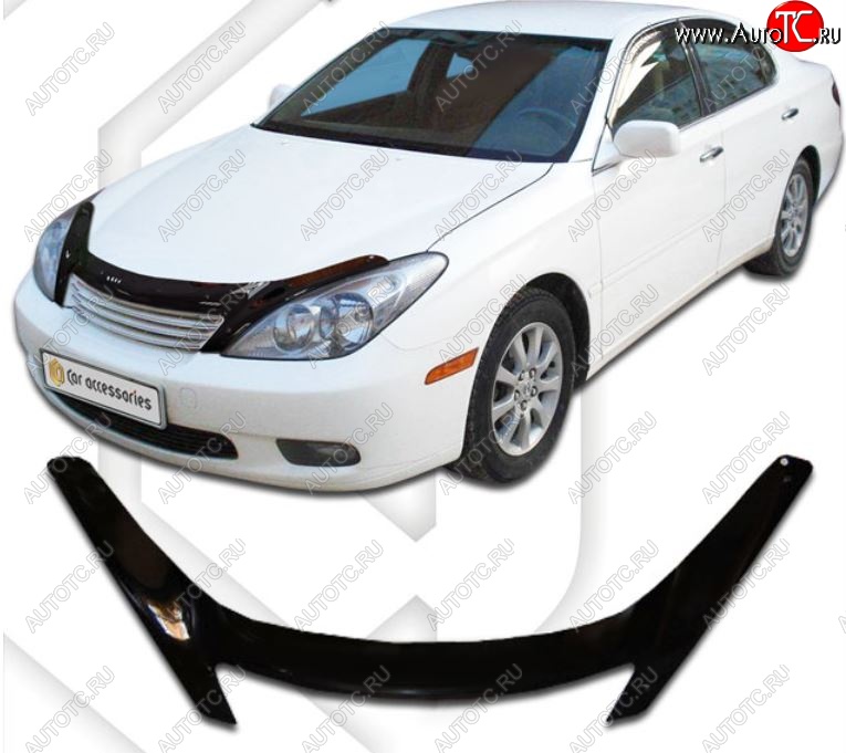 2 199 р. Дефлектор капота CA-Plastiс exclusive Lexus ES300 XV30 дорестайлинг (2001-2003) (Classic черный, Без надписи)  с доставкой в г. Краснодар