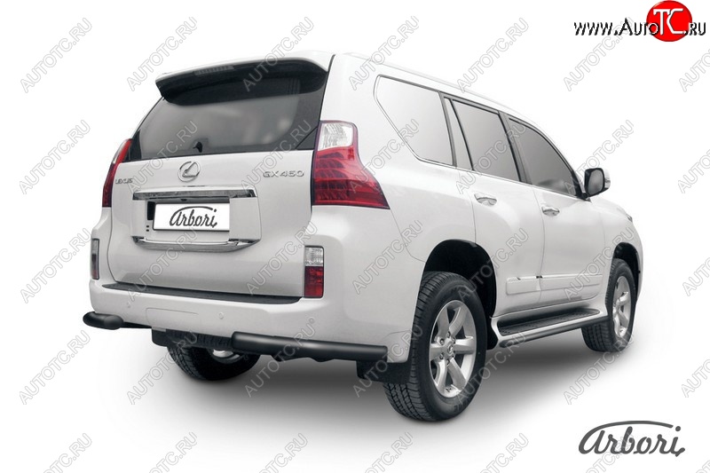 9 269 р. Защита заднего бампера Arbori (уголки, черная, 1 труба d76 mm). Lexus GX460 J150 дорестайлинг (2009-2013)  с доставкой в г. Краснодар