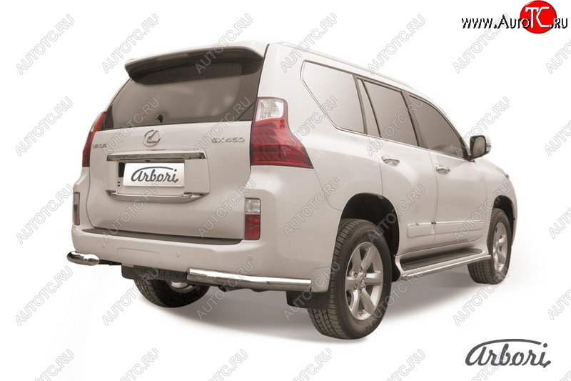 17 369 р. Защита заднего бампера Arbori (уголки, нержавейка, 1 труба d76 mm). Lexus GX460 J150 дорестайлинг (2009-2013)  с доставкой в г. Краснодар