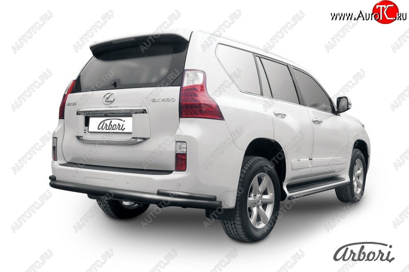 13 499 р. Защита заднего бампера Arbori (черная, 2 трубы d76 и 42 mm). Lexus GX460 J150 дорестайлинг (2009-2013)  с доставкой в г. Краснодар