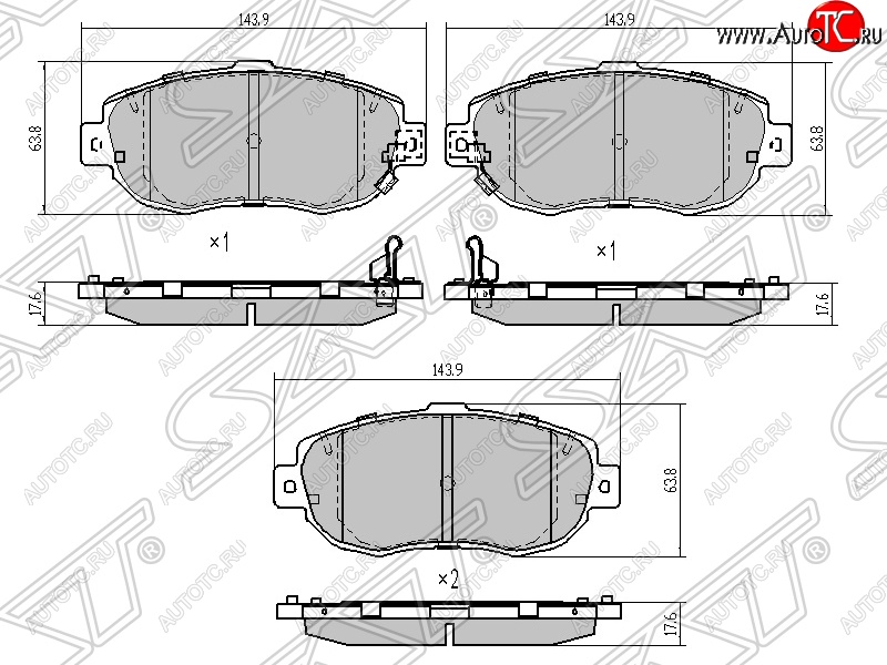 1 539 р. Колодки тормозные SAT (передние)  Lexus IS200 ( XE10 седан,  XE10) (1998-2005), Lexus IS300  XE10 седан (1998-2005), Lexus SC430  Z40 (2001-2006), Toyota Altezza (1998-2005), Toyota Aristo  S160 (1997-2001), Toyota Mark 2  X100 (1996-2000), Toyota Soarer  3 (1991-2001), Toyota Verossa (2001-2004)  с доставкой в г. Краснодар