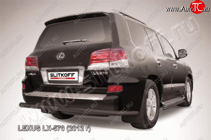 6 499 р. Защита заднего бампера из трубы d76 Slitkoff Lexus LX570 J200 1-ый рестайлинг (2012-2015) (Цвет: серебристый)  с доставкой в г. Краснодар