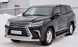 22 999 р. Защита переднего бампера (2 трубыØ63 и 42 мм, нержавейка) SLITKOFF  Lexus LX450d  J200 (2015-2022) 2-ой рестайлинг  с доставкой в г. Краснодар. Увеличить фотографию 2