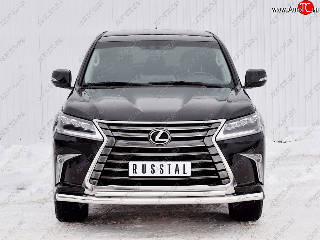 22 999 р. Защита переднего бампера (2 трубыØ63 и 42 мм, нержавейка) SLITKOFF  Lexus LX450d  J200 (2015-2022) 2-ой рестайлинг  с доставкой в г. Краснодар