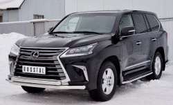 19 749 р. Защита переднего бампера (2 трубыØ63 мм, нержавейка) SLITKOFF  Lexus LX450d  J200 (2015-2022) 2-ой рестайлинг  с доставкой в г. Краснодар. Увеличить фотографию 2