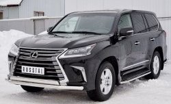 20 849 р. Защита переднего бампера (2 трубыØ63 и 75х42 мм, нержавейка) Russtal Lexus LX450d J200 2-ой рестайлинг (2015-2022)  с доставкой в г. Краснодар. Увеличить фотографию 2