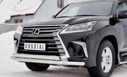 20 849 р. Защита переднего бампера (2 трубыØ63 и 75х42 мм, нержавейка) Russtal Lexus LX450d J200 2-ой рестайлинг (2015-2022)  с доставкой в г. Краснодар. Увеличить фотографию 4