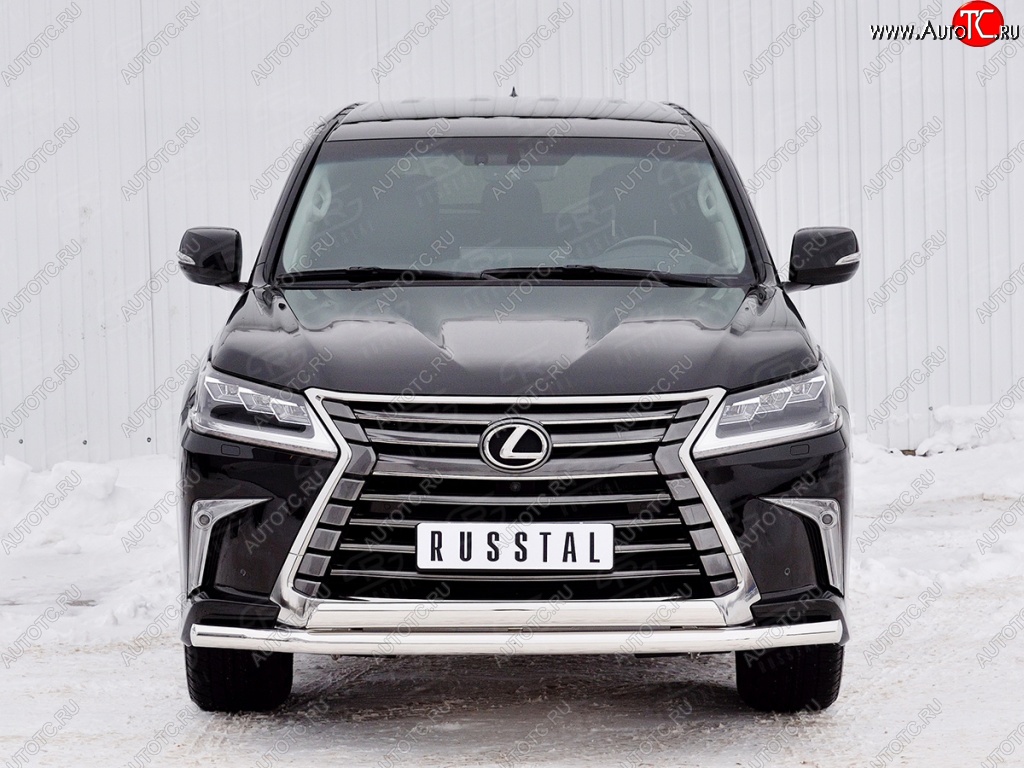 20 849 р. Защита переднего бампера (2 трубыØ63 и 75х42 мм, нержавейка) Russtal Lexus LX450d J200 2-ой рестайлинг (2015-2022)  с доставкой в г. Краснодар