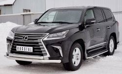 26 849 р. Защита переднего бампера (2 трубыØ76 и 63 мм, нержавейка) SLITKOFF  Lexus LX450d  J200 (2015-2022) 2-ой рестайлинг  с доставкой в г. Краснодар. Увеличить фотографию 2