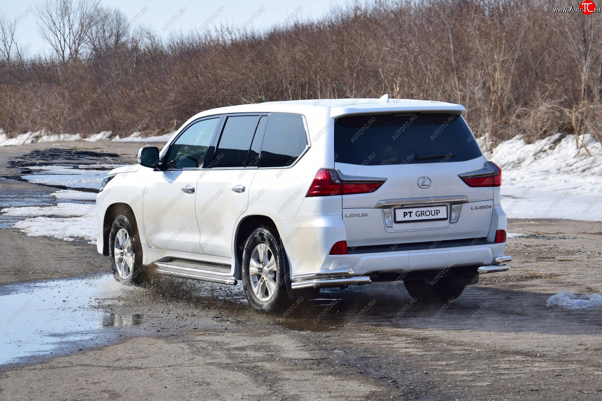 24 999 р. Защита заднего бампера Petroil Tuning (уголки двойные, d63/51) Lexus LX450d J200 2-ой рестайлинг (2015-2022) (Нержавеющая полированная сталь)  с доставкой в г. Краснодар