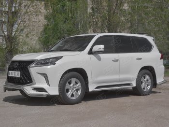 18 899 р. Защита переднего бампера (TRD Superior, волна, Ø 63 мм, нержавейка) Lexus LX570 J200 2-ой рестайлинг (2015-2022)  с доставкой в г. Краснодар. Увеличить фотографию 3