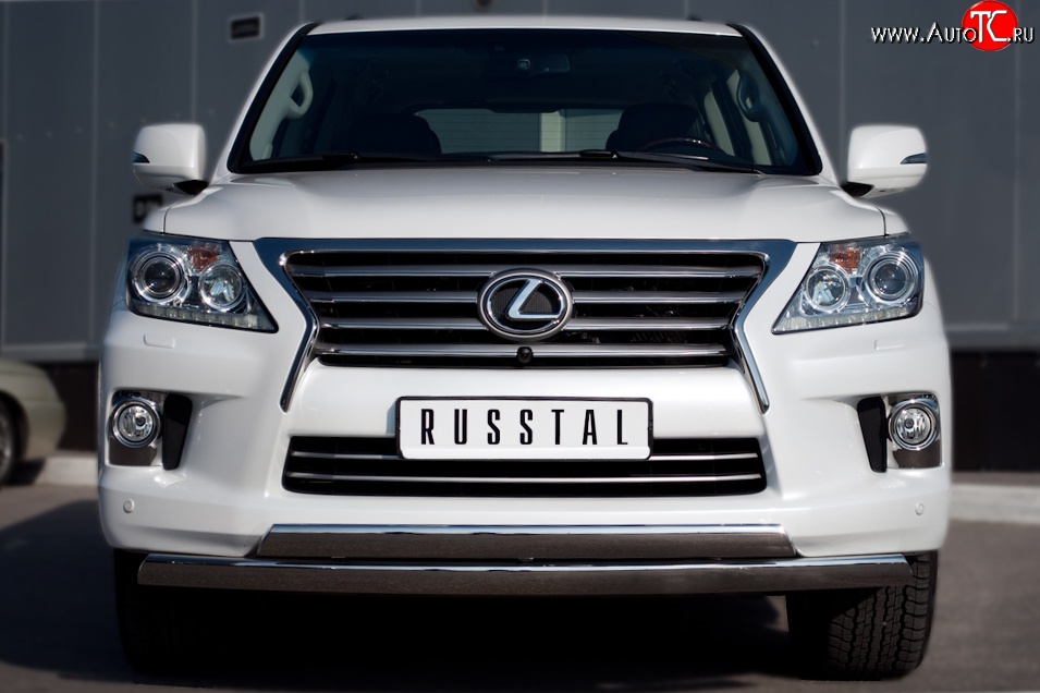 17 999 р. Защита переднего бампера (2 трубыØ75х42 мм, нержавейка) Russtal Lexus LX570 J200 дорестайлинг (2007-2012)  с доставкой в г. Краснодар