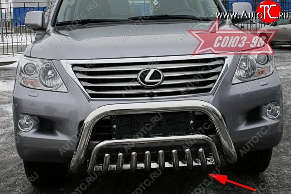 23 849 р. Защита переднего бампера нижняя Souz-96 Lexus LX570 J200 дорестайлинг (2007-2012)  с доставкой в г. Краснодар