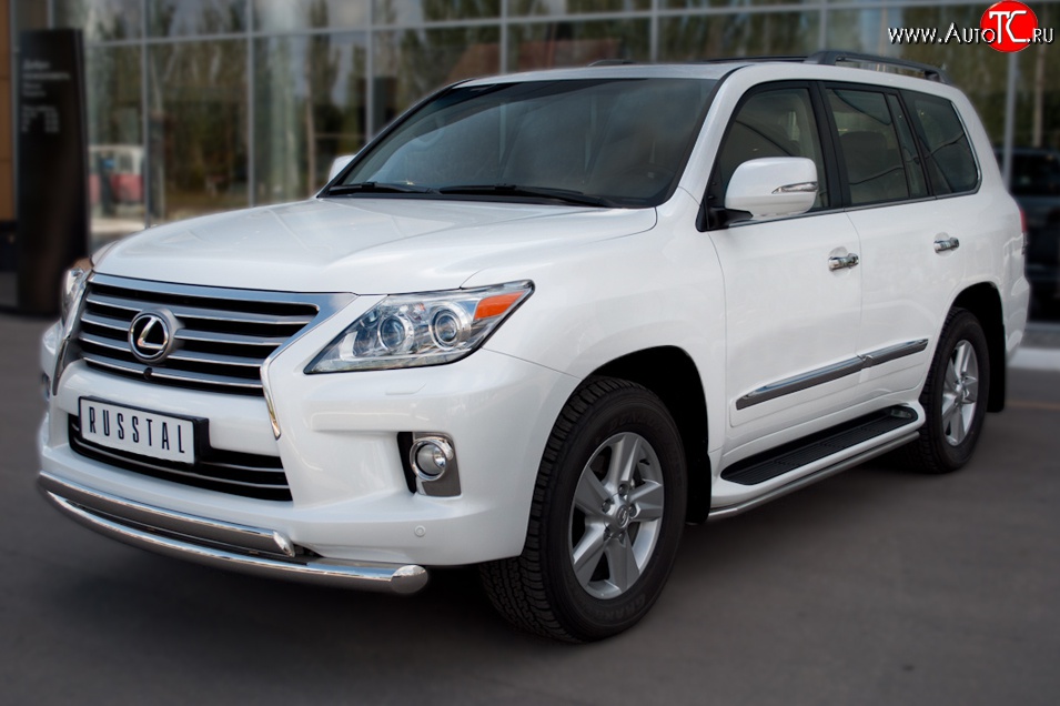 16 799 р. Защита порогов SLITKOFF из круглой трубы диаметром 42 мм (2012-н.в.)  Lexus LX570  J200 (2007-2012) дорестайлинг  с доставкой в г. Краснодар