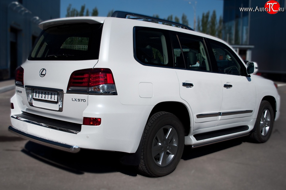 18 599 р. Защита заднего бампера (Ø76 мм, нержавейка) SLITKOFF  Lexus LX570  J200 (2007-2012) дорестайлинг  с доставкой в г. Краснодар