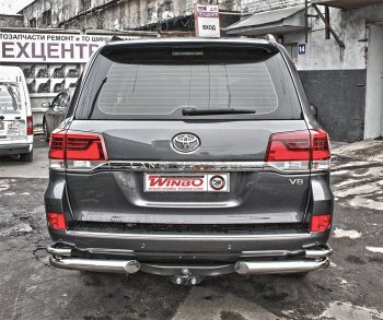 Защита заднего бампера WINBO (уголки, Ø76 и 38 мм, нержавейка) Toyota Land Cruiser 200 дорестайлинг (2007-2012)