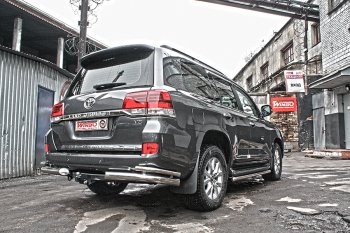 10 999 р. Защита заднего бампера WINBO (уголки, Ø76 и 38 мм, нержавейка) Toyota Land Cruiser 200 дорестайлинг (2007-2012)  с доставкой в г. Краснодар. Увеличить фотографию 2