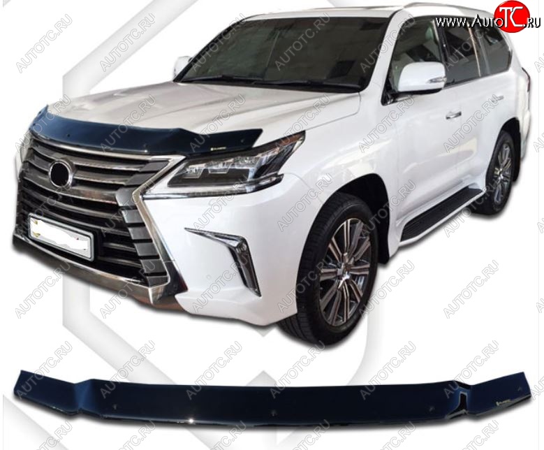 2 189 р. Дефлектор капота CA-Plastiс  Lexus LX570  J200 (2015-2022) 2-ой рестайлинг (Classic черный, Без надписи)  с доставкой в г. Краснодар