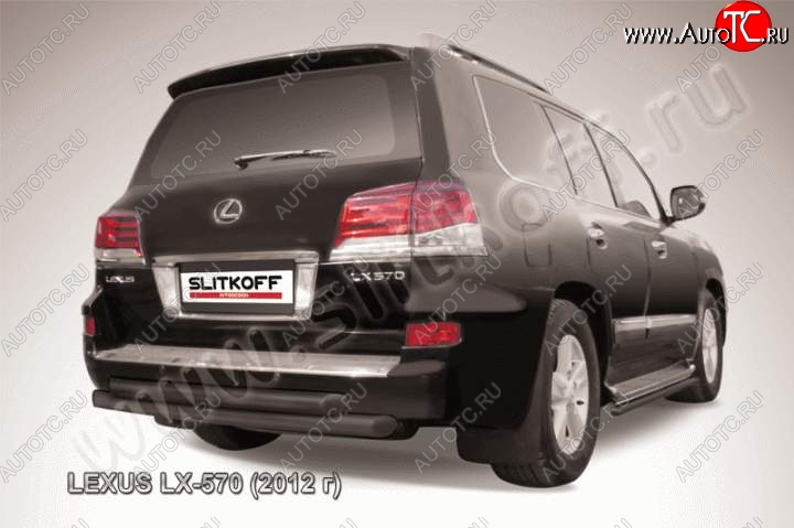 15 699 р. Защита заднего бампера из труб d76 Slitkoff (двойная) Lexus LX570 J200 1-ый рестайлинг (2012-2015) (Цвет: серебристый)  с доставкой в г. Краснодар