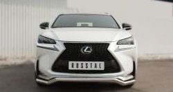 Защита переднего бампера (Ø63 мм волна, нержавейка, F-SPORT) SLITKOFF Lexus (Лексус) NX200T (НХ)  Z10 (2014-2017) Z10