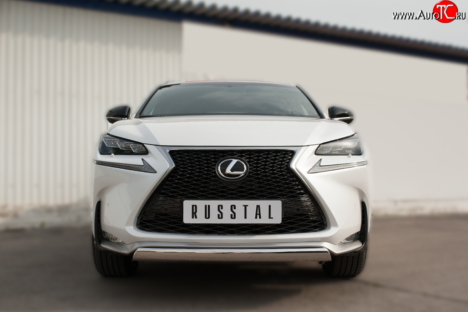 17 299 р. Защита переднего бампера (Ø75х42 мм, нержавейка, F-SPORT) Russtal Lexus NX200T Z10 (2014-2017)  с доставкой в г. Краснодар