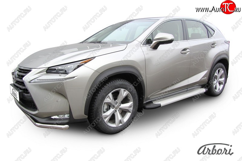 10 979 р. Порожки для ног Arbori Optima Silver Lexus NX300h Z10 дорестайлинг (2014-2017)  с доставкой в г. Краснодар