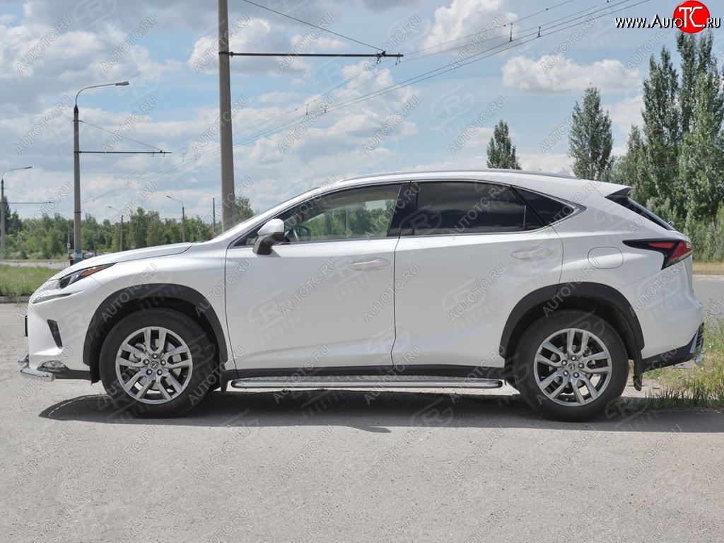 26 999 р. Порожки для ног (труба Ø42) SLITKOFF Lexus NX300h Z10 дорестайлинг (2014-2017) (лист алюм, проф. нерж)  с доставкой в г. Краснодар