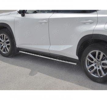 24 749 р. Пороги труба 75х42 Russtal (овал с проступью) Lexus NX300h Z10 дорестайлинг (2014-2017)  с доставкой в г. Краснодар. Увеличить фотографию 3