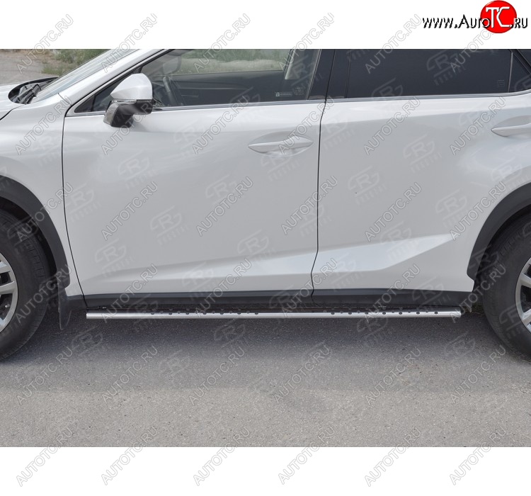 24 749 р. Пороги труба 75х42 Russtal (овал с проступью) Lexus NX300h Z10 дорестайлинг (2014-2017)  с доставкой в г. Краснодар