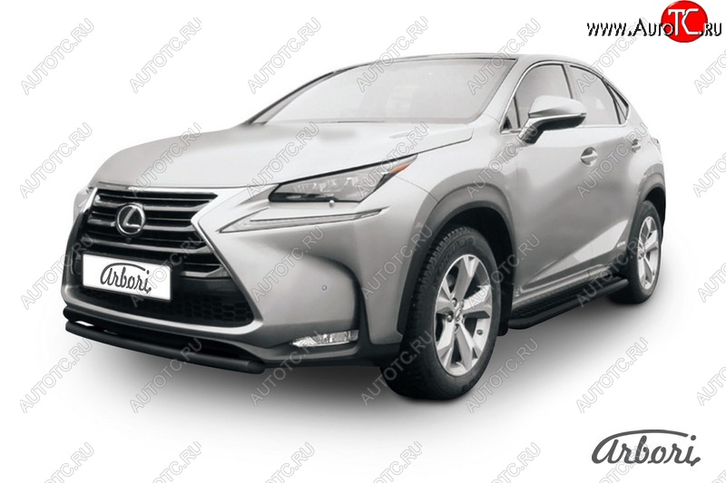 4 544 р. Защита переднего бампера Arbori (короткая, черная, 1 труба d57 mm). Lexus NX300h Z10 дорестайлинг (2014-2017)  с доставкой в г. Краснодар