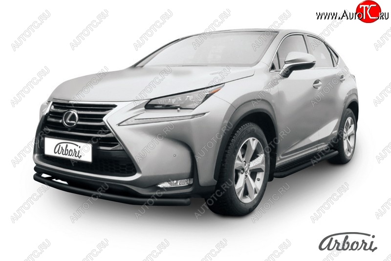 7 019 р. Защита переднего бампера Arbori (радиусная, черная, 1 труба d57 mm). Lexus NX300h Z10 дорестайлинг (2014-2017)  с доставкой в г. Краснодар