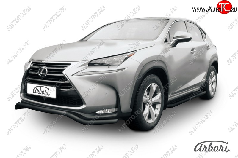 7 559 р. Защита переднего бампера Arbori (волна, черная, 1 труба d57 mm). Lexus NX300h Z10 дорестайлинг (2014-2017)  с доставкой в г. Краснодар