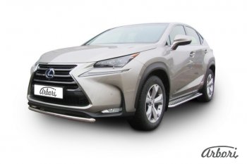 8 549 р. Защита переднего бампера Arbori (короткая, нержавейка, 1 труба d57 mm). Lexus NX300h Z10 дорестайлинг (2014-2017)  с доставкой в г. Краснодар. Увеличить фотографию 2