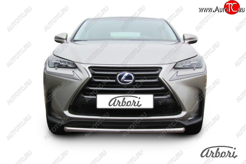 8 549 р. Защита переднего бампера Arbori (короткая, нержавейка, 1 труба d57 mm). Lexus NX300h Z10 дорестайлинг (2014-2017)  с доставкой в г. Краснодар