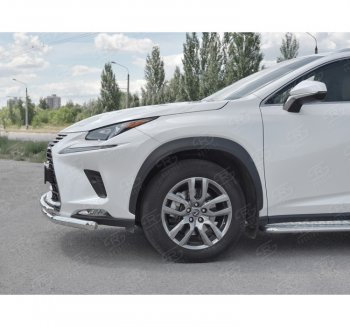 22 799 р. Защита переднего бампера (2 трубы Ø63 и 42 мм, нержавейка) SLITKOFF Lexus NX300h Z10 дорестайлинг (2014-2017)  с доставкой в г. Краснодар. Увеличить фотографию 2