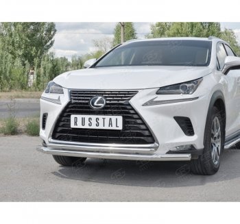 22 799 р. Защита переднего бампера (2 трубы Ø63 и 42 мм, нержавейка) SLITKOFF Lexus NX300h Z10 дорестайлинг (2014-2017)  с доставкой в г. Краснодар. Увеличить фотографию 3