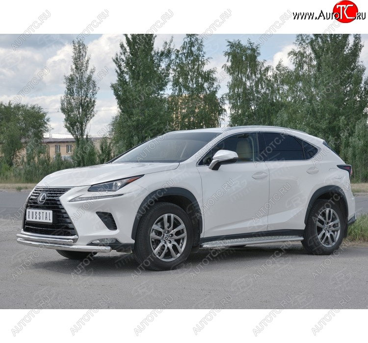 22 799 р. Защита переднего бампера (2 трубы Ø63 и 42 мм, нержавейка) SLITKOFF Lexus NX300h Z10 дорестайлинг (2014-2017)  с доставкой в г. Краснодар