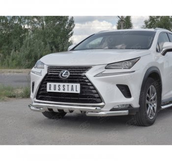 27 999 р. Защита переднего бампера (Ø63 мм с клыками, нержавейка) SLITKOFF  Lexus NX300h  Z10 (2014-2017) дорестайлинг  с доставкой в г. Краснодар. Увеличить фотографию 3