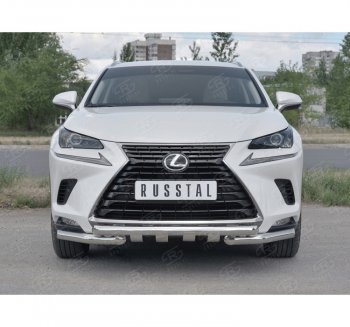 27 999 р. Защита переднего бампера (Ø63 мм с клыками, нержавейка) SLITKOFF  Lexus NX300h  Z10 (2014-2017) дорестайлинг  с доставкой в г. Краснодар. Увеличить фотографию 4